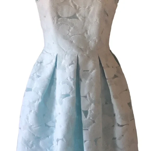 Ted Baker Baby Blue Laureto Fit & Flare Lace Dress Pleated Skirt Net Cut Outs - Picture 12 of 16